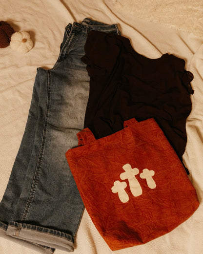 Red Vintage Washed with Cream Crosses