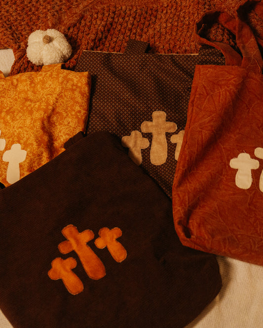Brown Corduroy Orange Cross